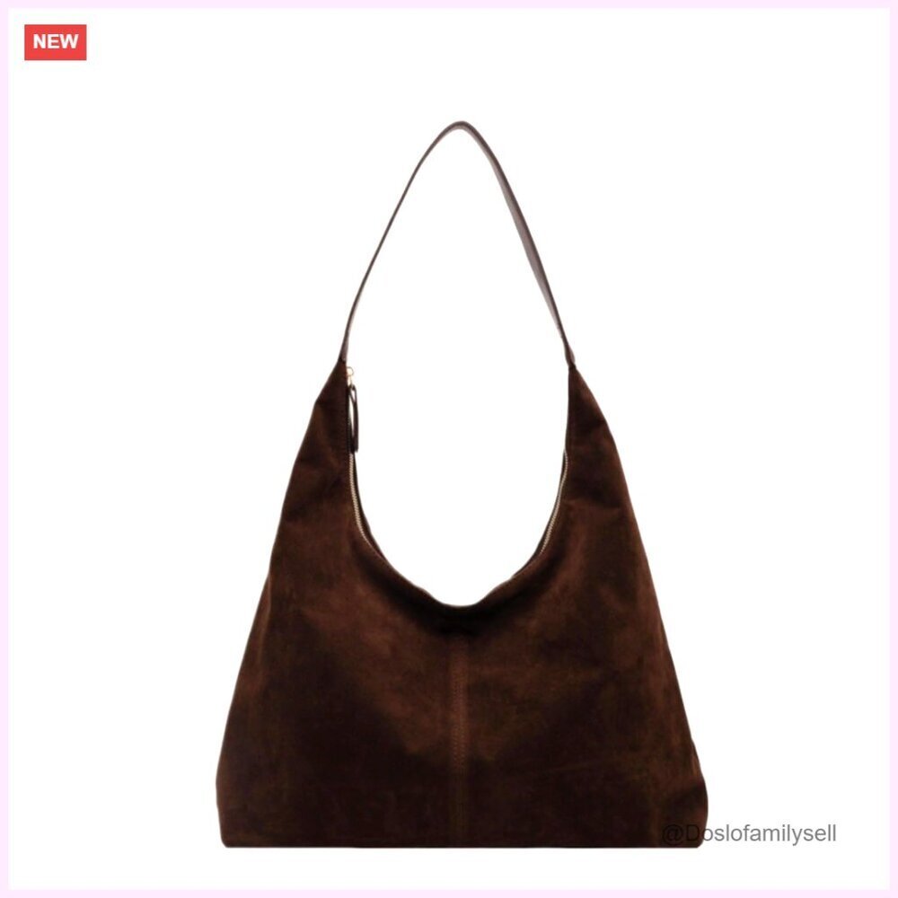 Suede Hobo Tote Bag Adjustable Shoulder Strap Spacious Pockets Fall Trendy - Picture 1 of 7